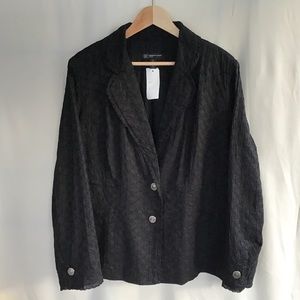 INC Black Embroidered Blazer Suit Jacket XL